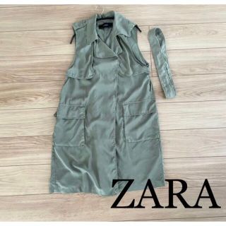 ザラ(ZARA)のZARA ロングジレ　カーキ(ベスト/ジレ)