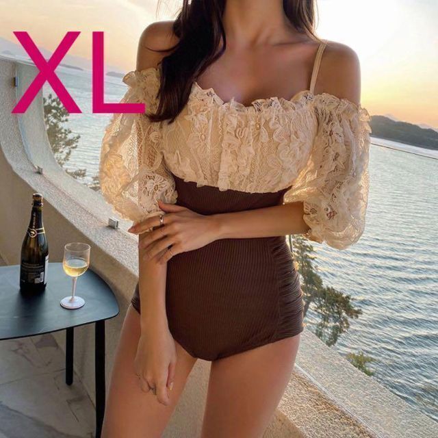 XL 水着 ワンピース 体型カバー オフショルダー スタイルアップ スイムウエア bluke.com.br