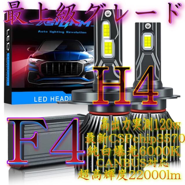 H4 LED ヘッドライト バルブ 超高輝度 最新型 F4 爆光 120w | フリマアプリ ラクマ
