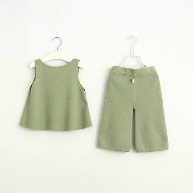 グリーン150✲カシミヤタッチ ニットセットアップ キッズ/ベビー/マタニティのキッズ服女の子用(90cm~)(ワンピース)の商品写真