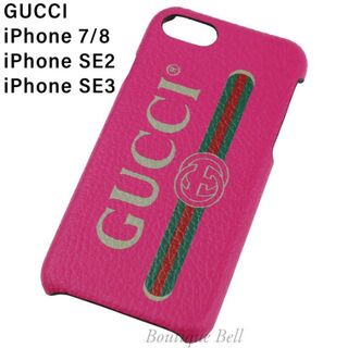 グッチ(Gucci)の【GUCCI】グッチ レザー ロゴプリント iPhone7/8ケース PK(iPhoneケース)