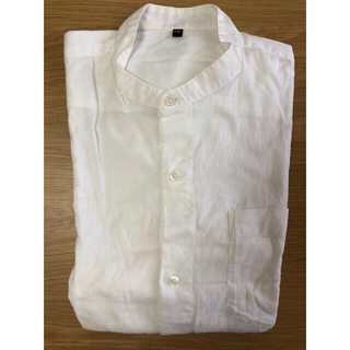 ムジルシリョウヒン(MUJI (無印良品))のスタンドカラー　シャツ　丸首　白シャツ　甘撚　スタンドカラーシャツ　白　男女兼用(シャツ)