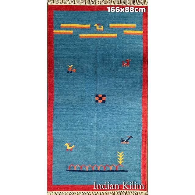 インドキリム ウール 手織り 166×88cmの+storebest.gr
