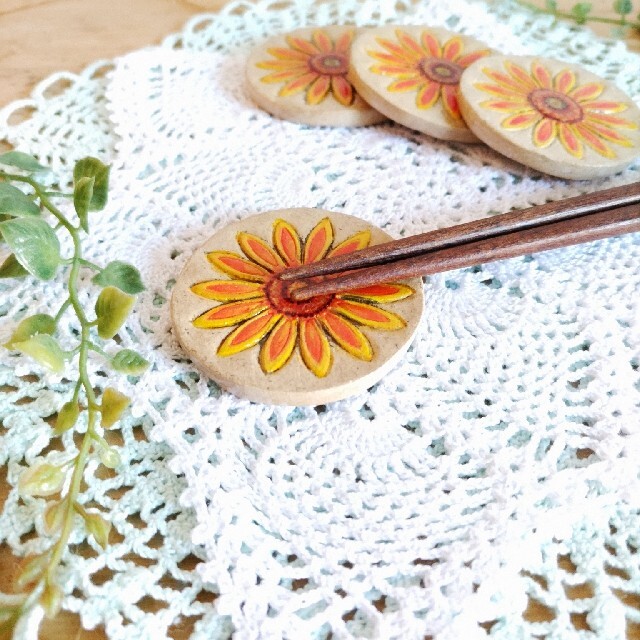 向日葵の豆豆皿2枚セット ハンドメイドの生活雑貨(食器)の商品写真