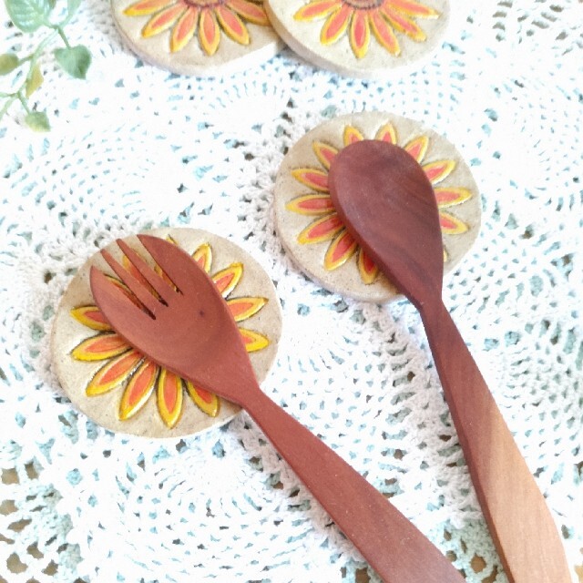 向日葵の豆豆皿2枚セット ハンドメイドの生活雑貨(食器)の商品写真