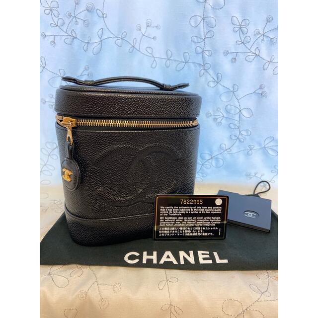 CHANEL バニティ バック ポーチ キャビアスキン約2cmx約10cm付属品