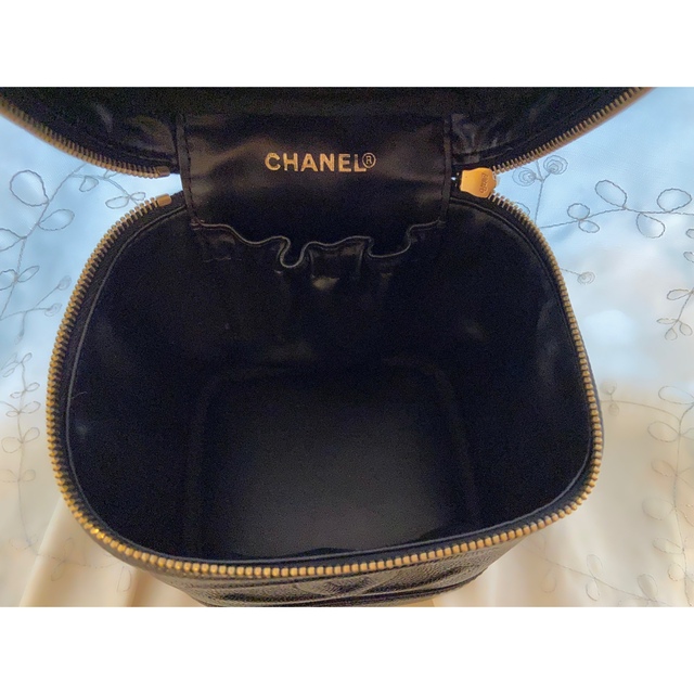 CHANEL バニティ バック ポーチ キャビアスキン約2cmx約10cm付属品