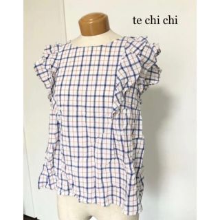 テチチ(Techichi)のte chichi  チェック　トップス　ノースリーブ　ナチュラル　Mサイズ(シャツ/ブラウス(半袖/袖なし))