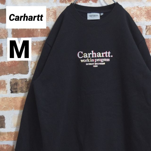 carhartt(カーハート)の【カーハート】美品　ブラック　刺繍ビッグロゴ　Mサイズ　スウェット メンズのトップス(スウェット)の商品写真