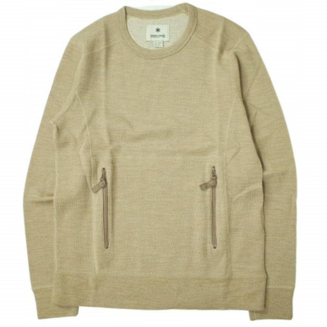 約61cm身幅snow peak スノーピーク 日本製 D/F Wool Knit Pullover ウールニットプルオーバー SW-15AU301 XS(JPN) Beige セーター クルーネック ダブルフェイス トップス【新古品】【snow peak】