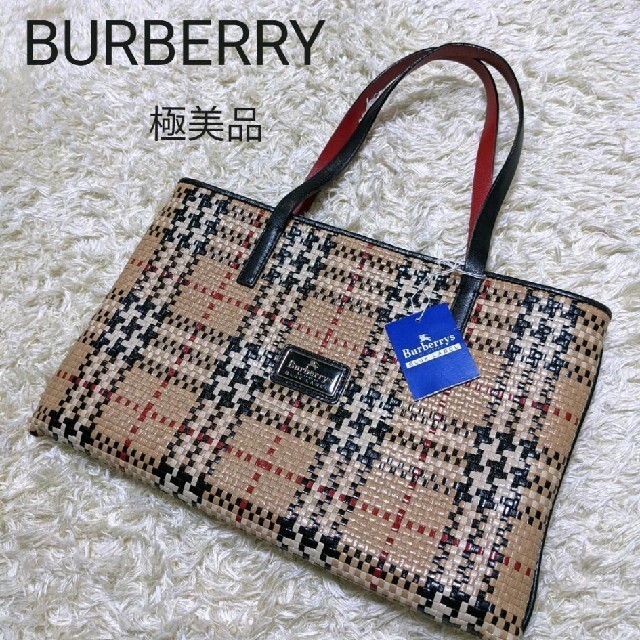 BURBERRY BLUE LABEL(バーバリーブルーレーベル)のバーバリー　ブルーレーベル　ノバチェック　イントレチャー　編み込み　トートバッグ レディースのバッグ(トートバッグ)の商品写真