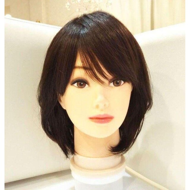 超激安定番 人毛100%前髪付き部分ウィッグ瞬間カバーI型つむじ