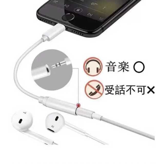 最新　iPhone 3.5 mm イヤホン変換ケーブル　ライトニングアダプタ スマホ/家電/カメラのスマホアクセサリー(ストラップ/イヤホンジャック)の商品写真