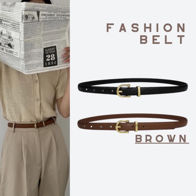 ベーシック バックル ベルト belt 茶色 シンプル プチプラ ハイウエスト レディースのファッション小物(ベルト)の商品写真