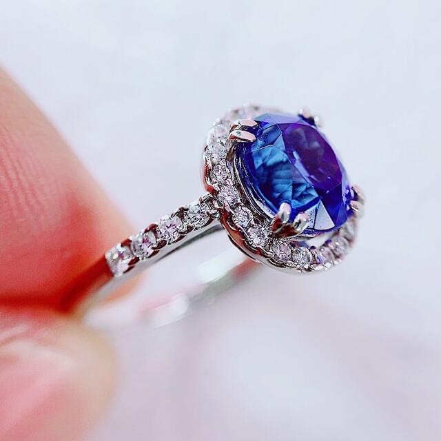 ☆2ct☆タンザナイト✨0.2ctダイヤモンドプラチナリング指輪12号の通販