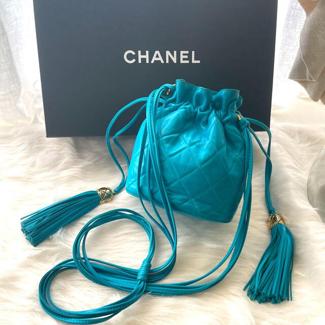 【美品】vintage CHANEL ターコイズブルー フリンジショルダーバッグショルダーバッグ