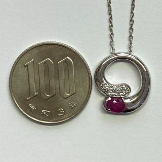 Pt900 天然ルビーペンダントネックレス R0.50ct 43cm 7月誕生石-