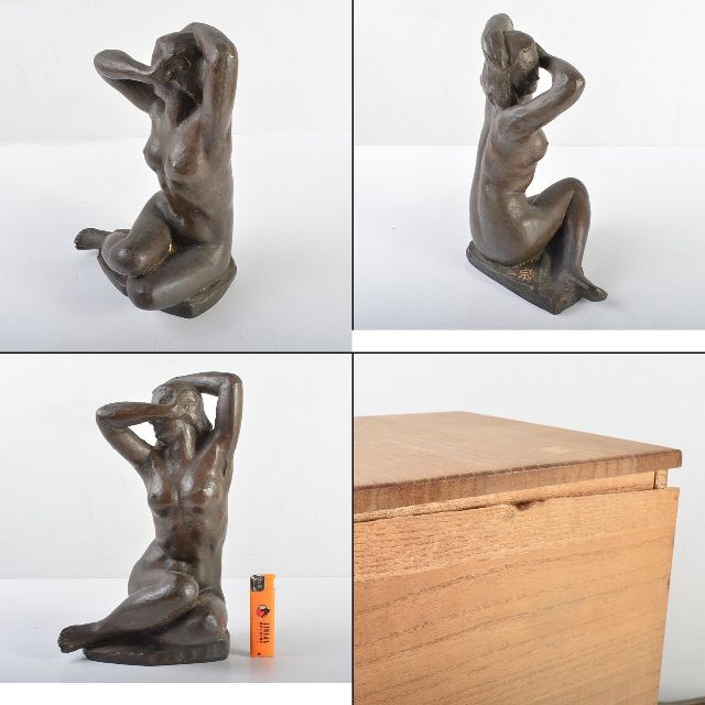 彫刻/オブジェ杉本宗一作　ブロンズ像　裸婦像　女性像　置物　箱付　重さ約3.16㎏　M　R46