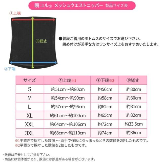 訳ありメッシュウエストニッパー(黒XXL)補正下着大きいサイズ腹巻きコルセット レディースの下着/アンダーウェア(その他)の商品写真