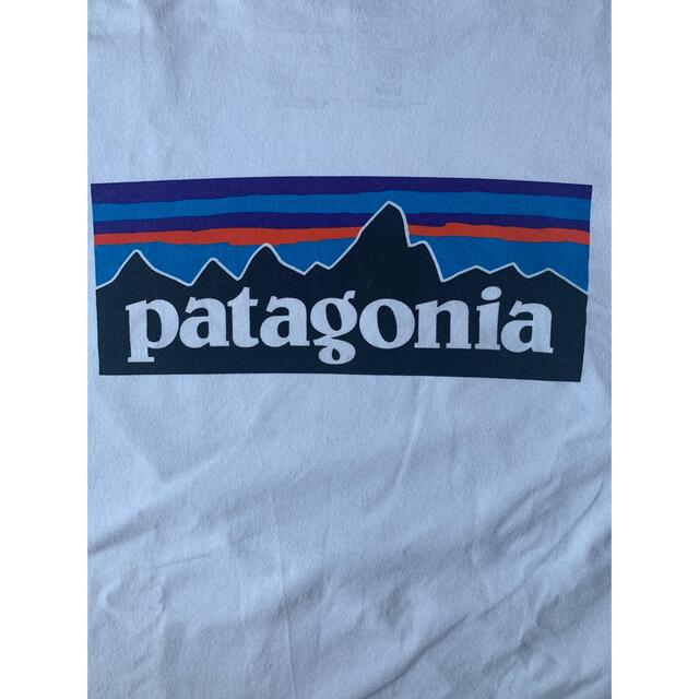 patagonia(パタゴニア)の【古着】パタゴニア　Tシャツ 白　M バックプリント　オーガニックコットン メンズのトップス(Tシャツ/カットソー(半袖/袖なし))の商品写真