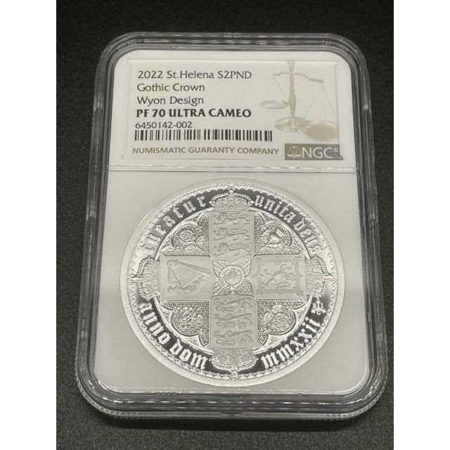 NGC PF70 2022年 セントヘレナ ゴシッククラウン 2ozプルーフ銀貨