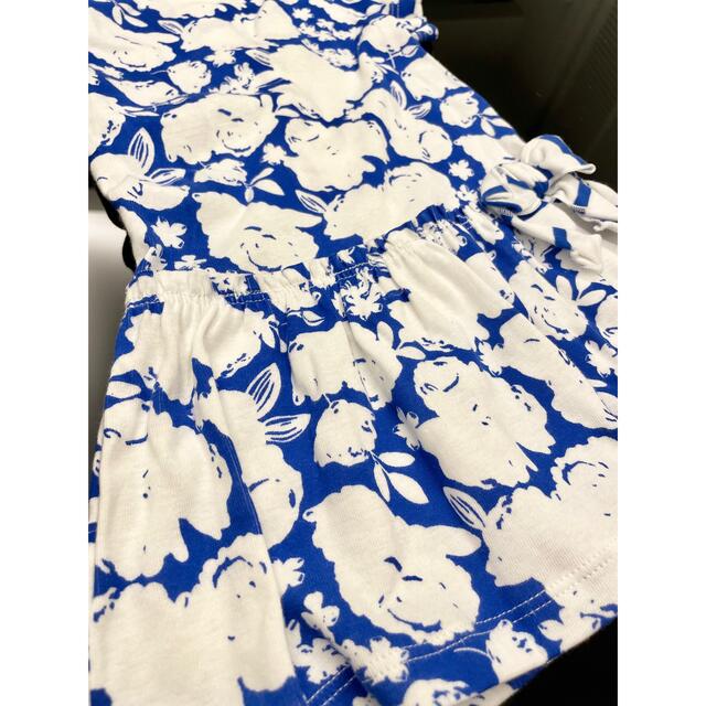 PETIT BATEAU(プチバトー)のタグ付　プチバトー　花柄ワンピース　白×ブルー　12ｍ74 キッズ/ベビー/マタニティのベビー服(~85cm)(ワンピース)の商品写真