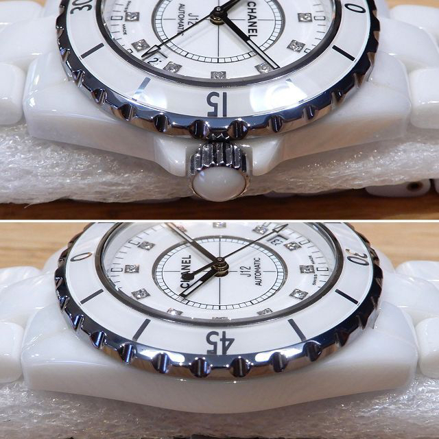 CHANEL(シャネル)のゆうまま様の 超美品 シャネル J12 12Pダイヤ ホワイトセラミック オート メンズの時計(腕時計(アナログ))の商品写真