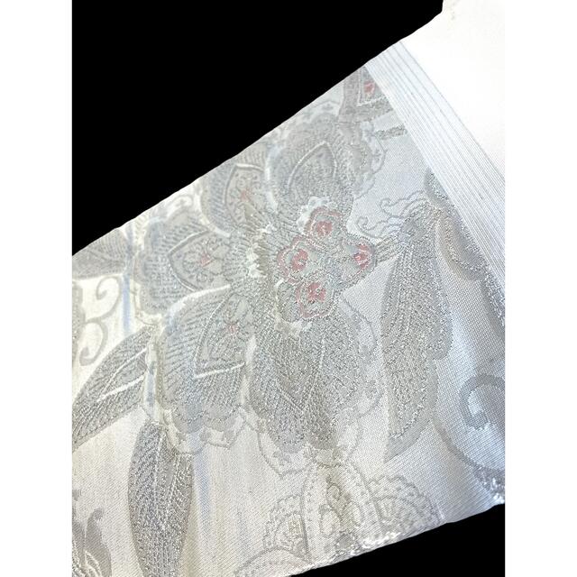 九百錦 プラチナ箔 正絹 高級 名古屋帯 九寸名古屋帯 良品 付け下げ