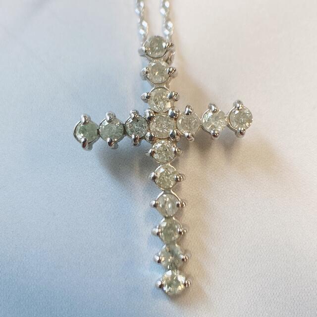 ネックレスK18WGダイヤモンド十字架デザインネックレス　最終価格！