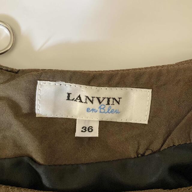 LANVIN en Bleu(ランバンオンブルー)の【美品】 ランバンオンブルー アシンメトリー ギャザーワンピース レディースのワンピース(ひざ丈ワンピース)の商品写真