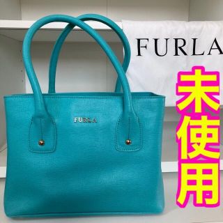 本物 FURLA ハンドバッグ ターコイズブルー-