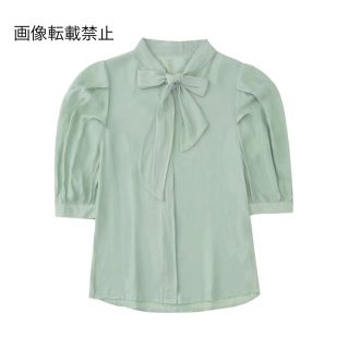 🎋7月新作🌌8294◇green グリーン リボンボウタイ ブラウス(シャツ/ブラウス(半袖/袖なし))