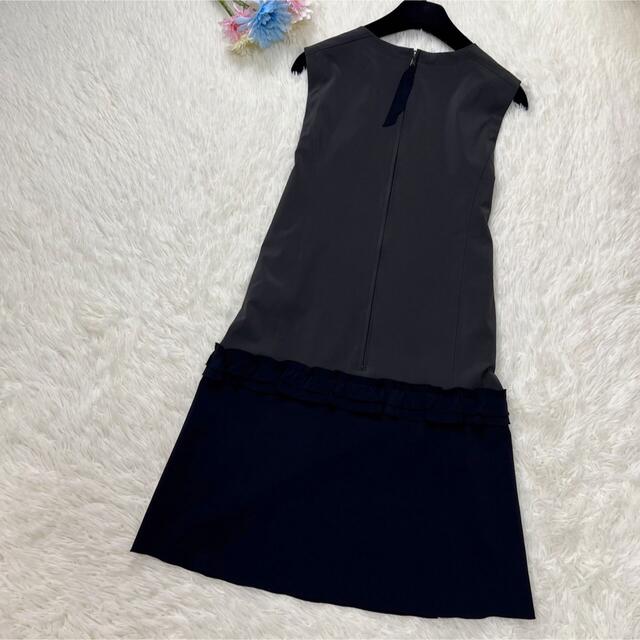 極美品♡FOXEY フォクシー 切り替え フリル デザイン ワンピース 【祝