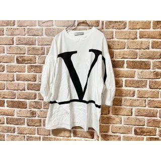 ヴァレンティノ(VALENTINO)のVALENTINO ヴァレンティノ フロントビッグロゴ バルーン袖 Tシャツ S(Tシャツ/カットソー(半袖/袖なし))