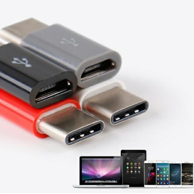 変換アダプタ Micro USB to type-c パープル 198 スマホ/家電/カメラのスマートフォン/携帯電話(その他)の商品写真