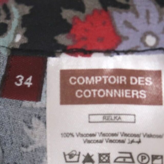 Comptoir des cotonniers(コントワーデコトニエ)の美品 コントワーデコトニエ 花柄 黒 和柄 スカート Sサイズ 春夏 レディースのスカート(ひざ丈スカート)の商品写真