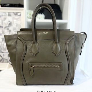 セリーヌ(celine)のセリーヌ　ラゲージ　ミニ　ハンドバッグ　レザー　カーキ　美品☆(ハンドバッグ)