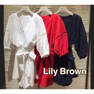 リリーブラウン(Lily Brown)のLily Brown コットン刺繍ミニロンパース セットアップ ワンピース (ひざ丈ワンピース)