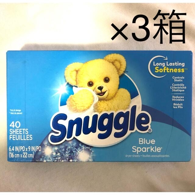 Snuggle(スナッグル)のSnuggle スナグル ブルースパークル ランドリーシート 40枚 × 3箱  インテリア/住まい/日用品の日用品/生活雑貨/旅行(洗剤/柔軟剤)の商品写真