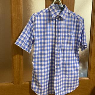 メンズシャツ　ブルーチェック(Tシャツ/カットソー(七分/長袖))