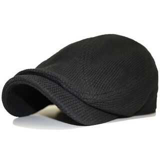 帽子 大きいサイズ ６２ｃｍ　ビッグ　メンズ ハンチング　ワッフル ブラック(ハンチング/ベレー帽)