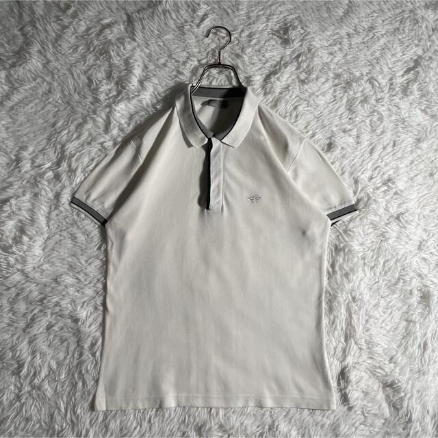 美品 Dior Homme bee ポロシャツ 半袖 蜂 ハチ 白 刺繍 48
