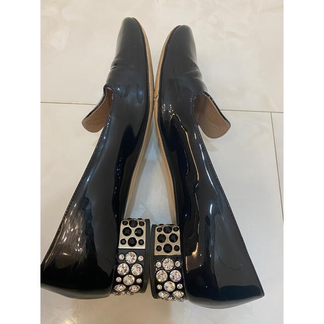 miumiu エナメル ラインストーン シューズ 36