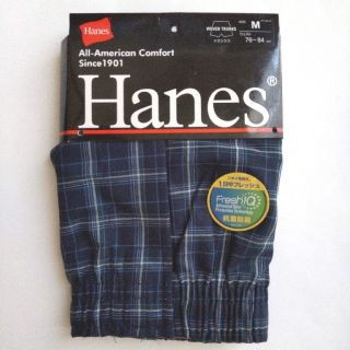 ヘインズ(Hanes)のHanes 前開きトランクス チェック柄 M 抗菌防臭(トランクス)