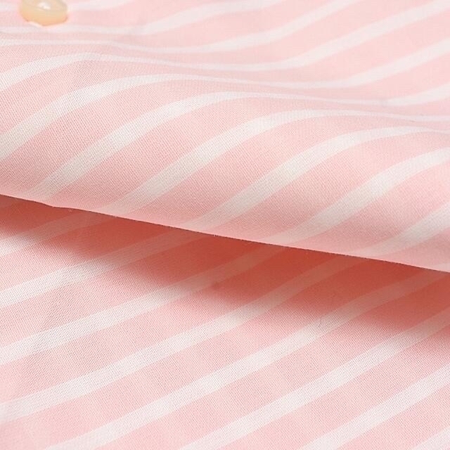 【新品】最高峰 BAGUTTA シャツ コットン ワイドカラー ストライプ柄 Pピンク系商品札