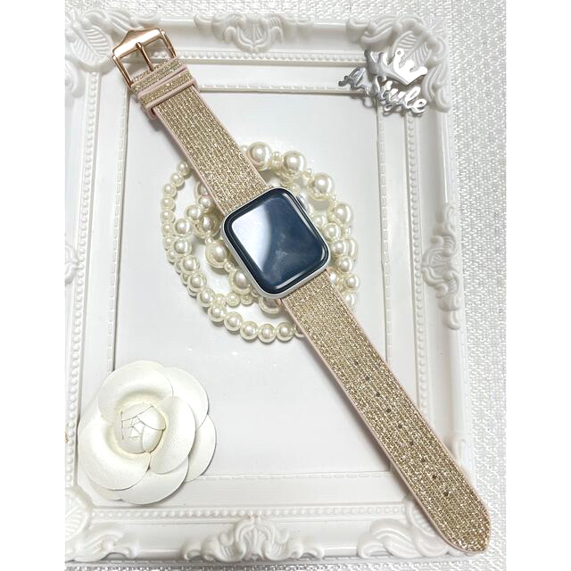 Apple Watch(アップルウォッチ)のグリッターゴールド　シリコン　アップルウォッチ　ベルト　バンド レディースのファッション小物(腕時計)の商品写真