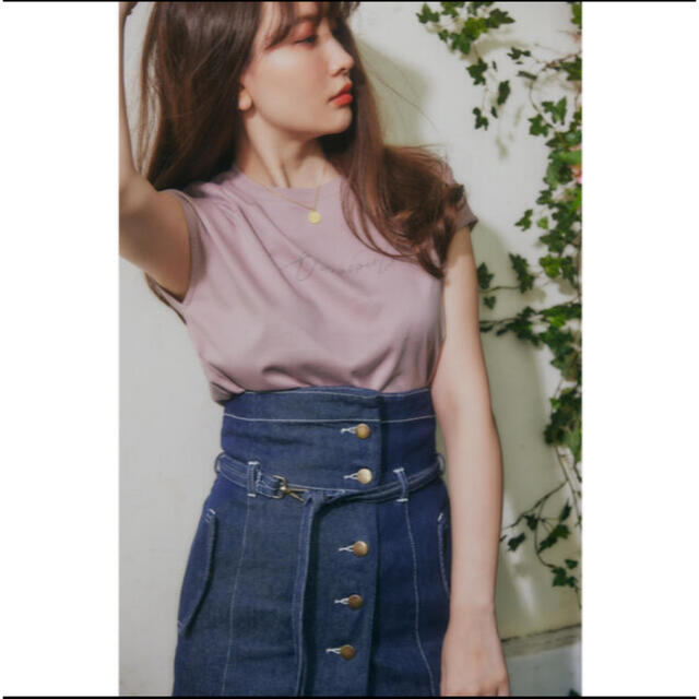 high-waisted denim effect skirt