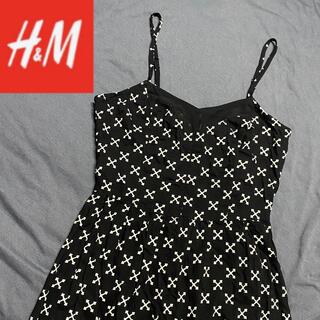 エイチアンドエム(H&M)の❤️H&M❤️キャミソール ミニスカート ワンピース 十字架 ブラック 黒 S(ミニワンピース)