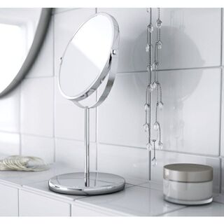 新品 即決 丸い卓上鏡 両面ミラー 鏡 スタンド IKEA トレンスーム(卓上ミラー)