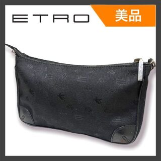 ETRO - 【美品】ETRO ミニバック ポシェット ミニキャンバス レザー 黒